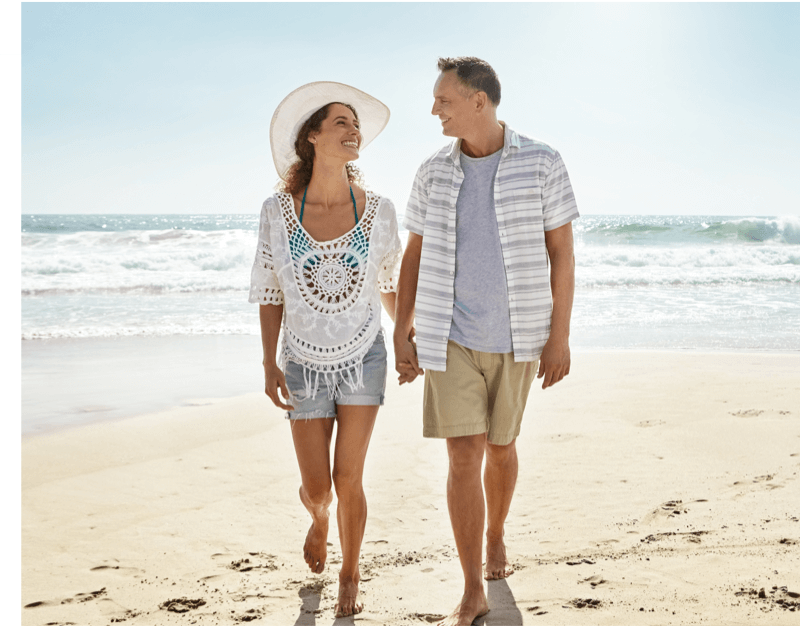 splash-couple-6 Patients walking on the beach after treatment for BPH symptoms