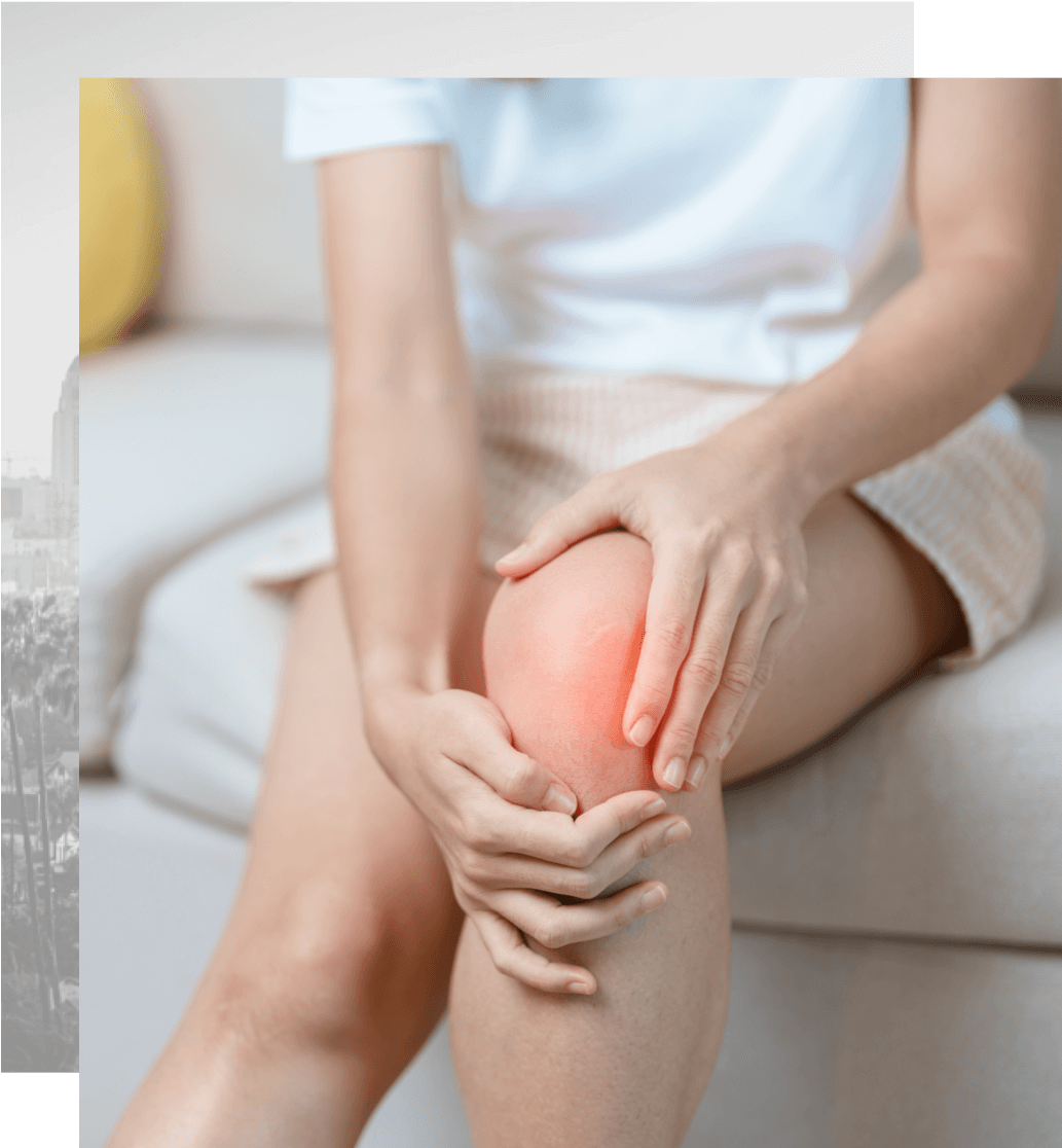 Female with knee pain caused by knee osteoarthritis