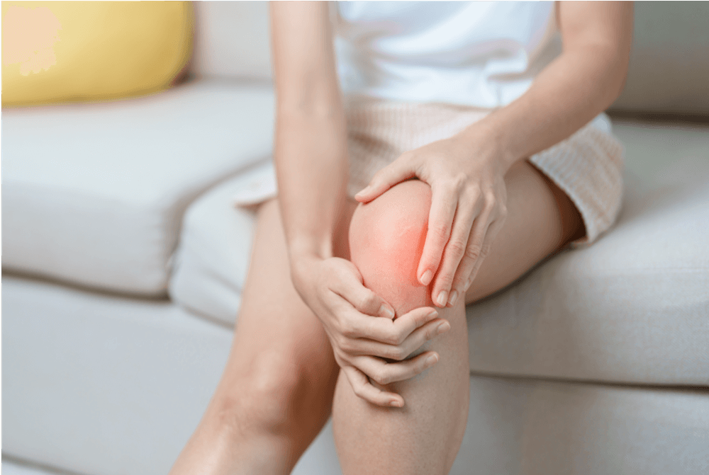 Woman with knee osteoarthritis symptoms